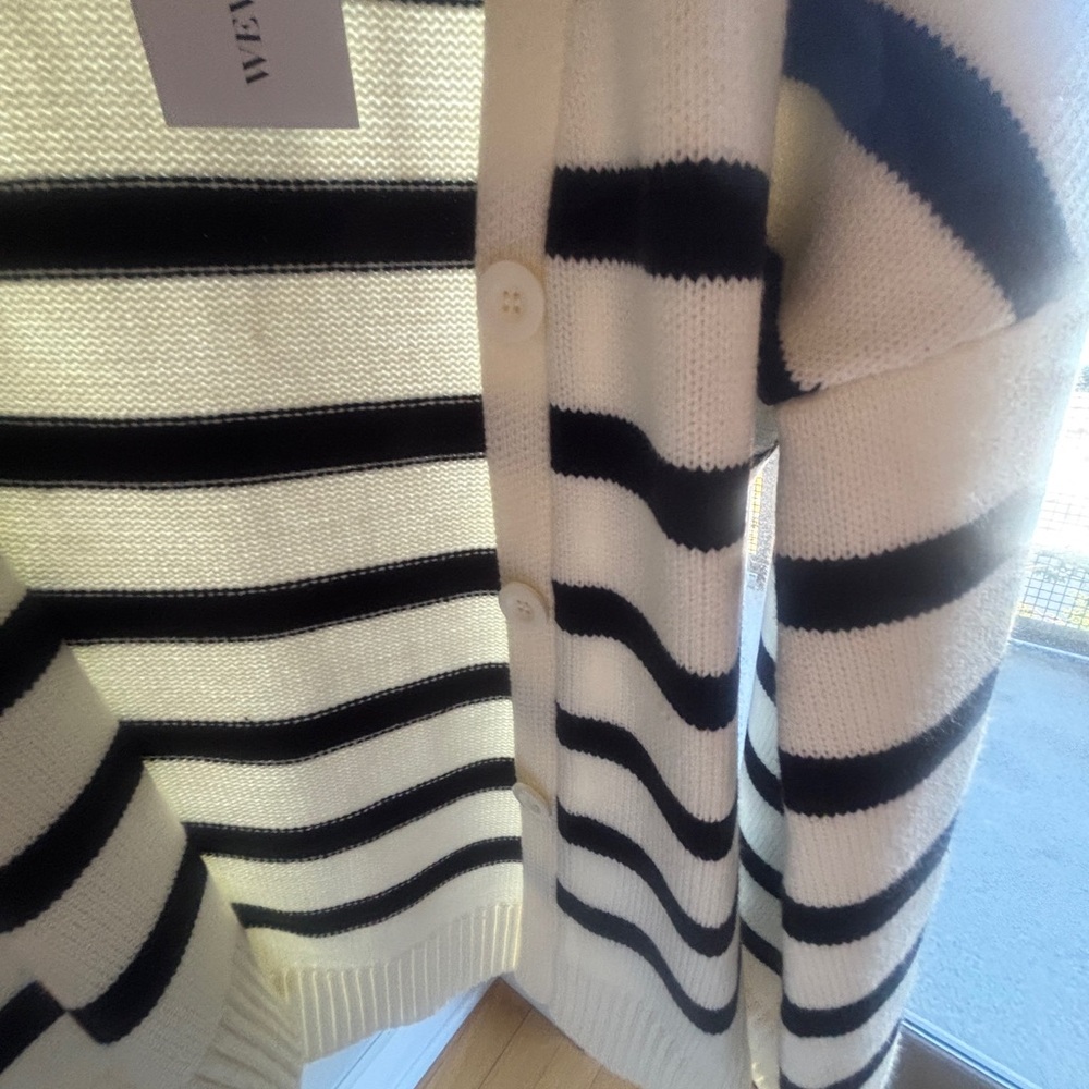 WeWoreWhat Striped Open-Front Cardigan Sweater - Black & Ivory - Picture 6 of 6
